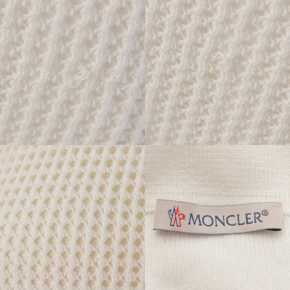 【モンクレール】Moncler　21SS POLO TRICOT 半袖 メッシュ ニット ポロシャツ H10939A00001M1113 ホワイト S 186789_画像9