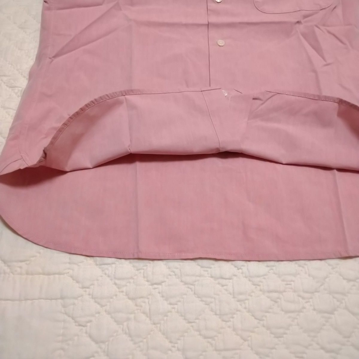 無印良品オーガニックコットン綿ブロードシャツ紳士ピンク半袖Ｌサイズ