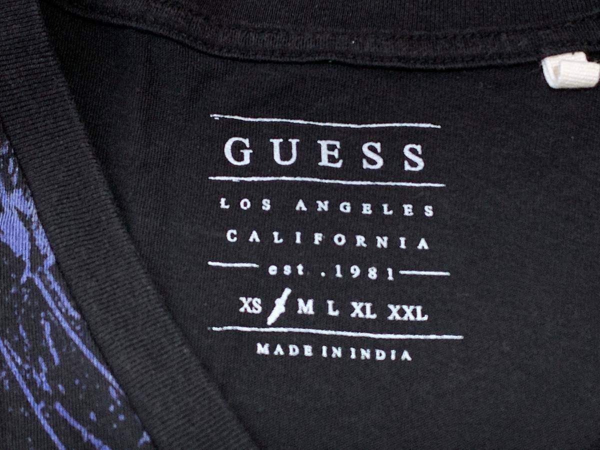 ☆送料無料☆ GUESS ゲス 古着 半袖 Vネック Tシャツ メンズ S ブラック トップス 中古 即決_画像7