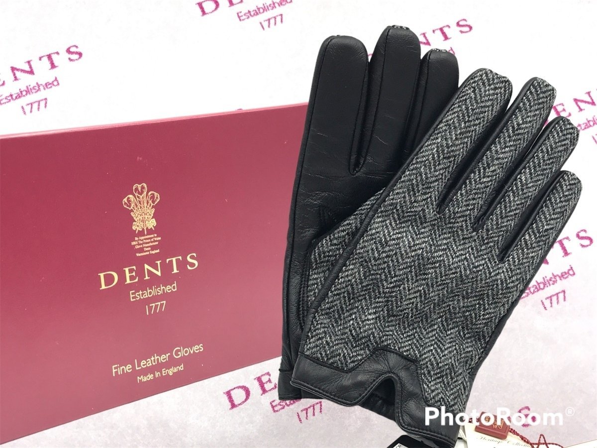 【新品未使用】DENTS デンツ ヘアシープ×ツイード コンビグローブ カシミヤライニング 15-1655 タッチパネル対応 メンズ 手袋 羊革_画像1