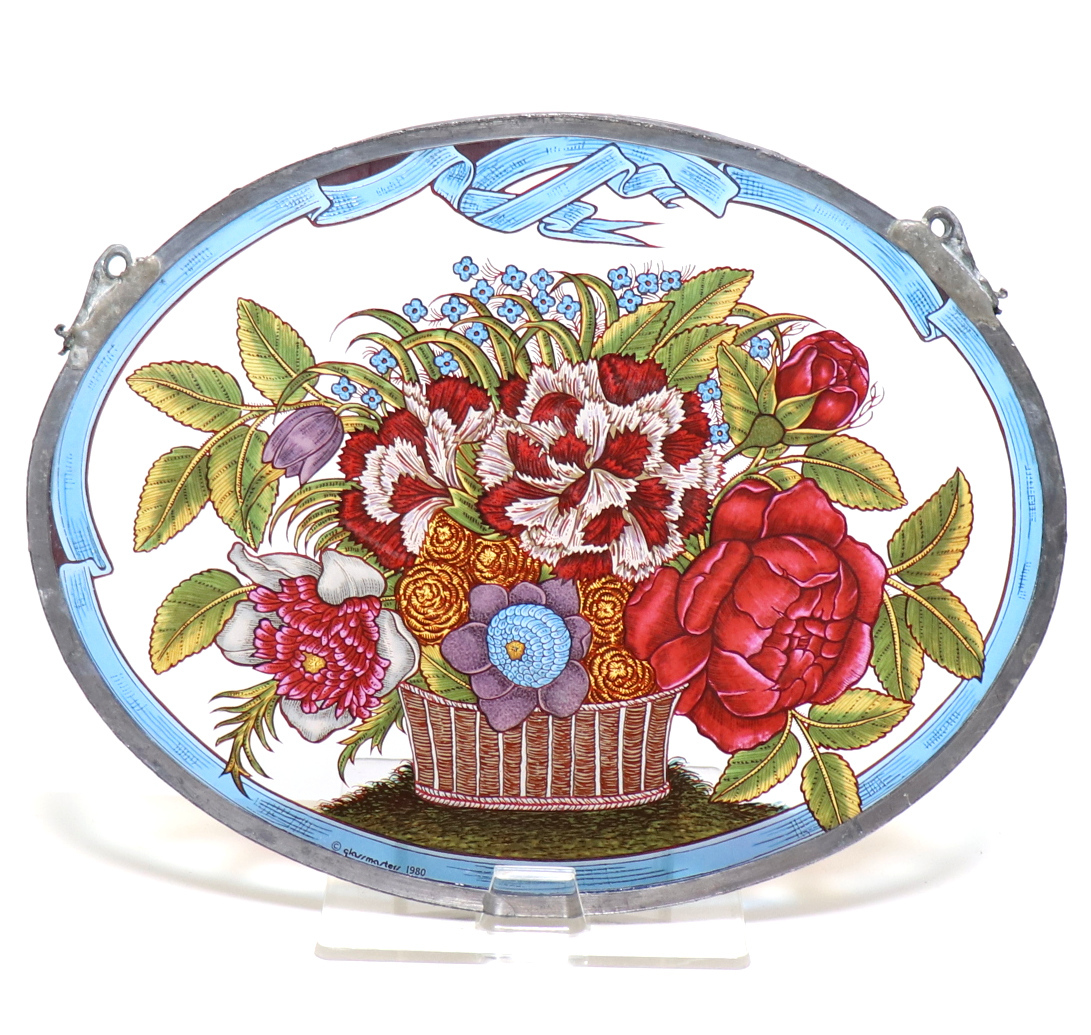鮮やかなブーケ 花束 ヴィンテージ ステンドグラス フラワー レア作品-