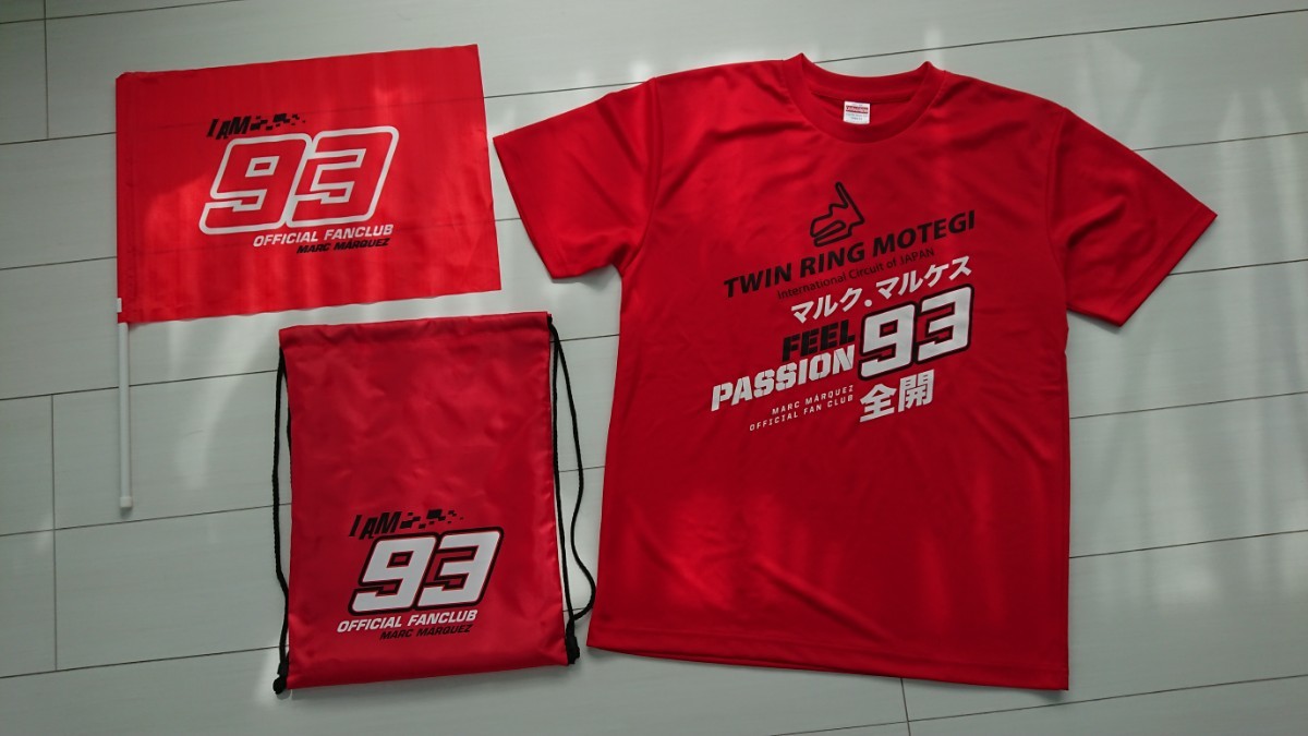 2019年 日本GP マルケス応援席グッズ 半袖Tシャツ・フラッグ・袋の3点セット A_画像1