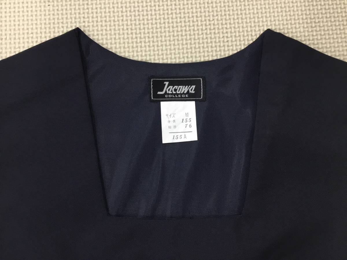 (K)B-155Aa 新品【Jacowa】女子制服 ベスト サイズ 155A/スクールパール/左側ファスナー・肩ボタン/紺/夏用/女子中学生・高校生/コスプレ_画像3