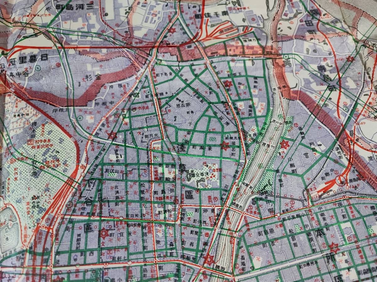 古地図【大正14年「大東京地図（城東/東部）」】本郷区/浅草区/神田区/本所区/日暮里町/巣鴨町/王子町/墨田町/_画像4