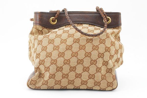 1円 GUCCI グッチ GGキャンバス レザー ハンドバッグ トートバッグ