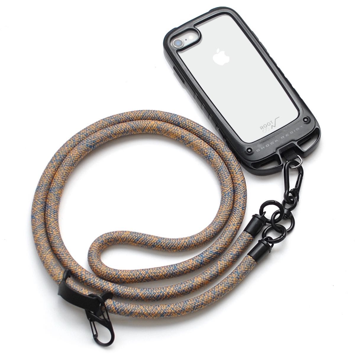 スマホショルダー　メンズ　アウトドア　太め　ネックストラップ　iPhone全機種対応　スマホロープ　ミックスイエロー