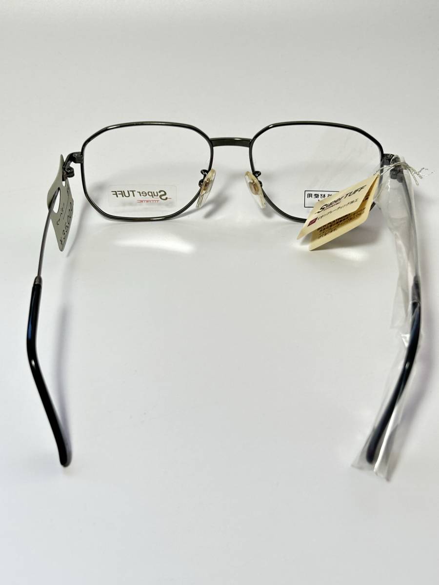  unused VINTAGE[ Super TUFF] titanium frame glasses 7021 54 black silver ion pre -ting Vintage Old sunglasses 