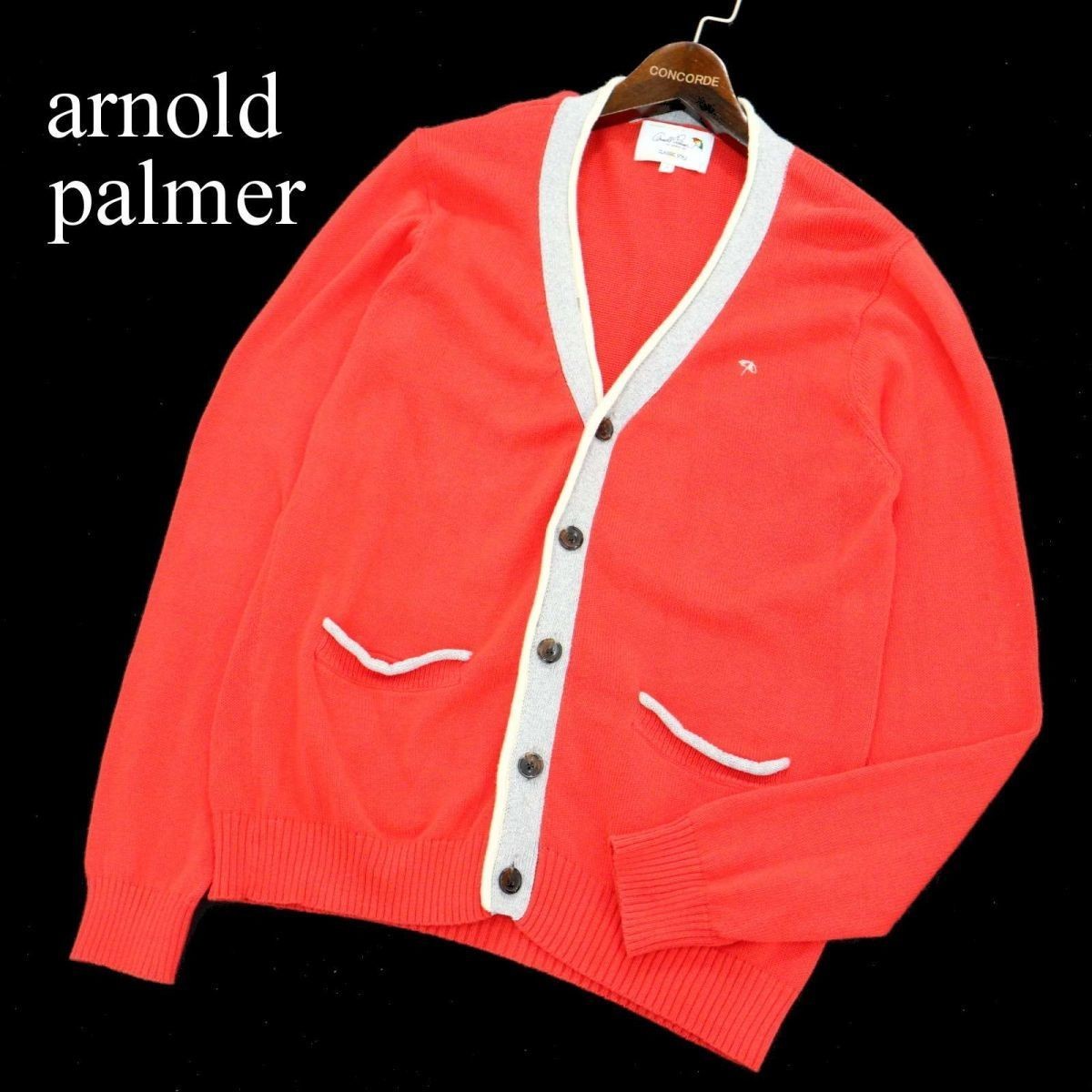 arnold palmer アーノルドパーマー 通年 パラソル刺繍★ コットン ニット カーディガン Sz.3　メンズ　A2T10755_9#O_画像1