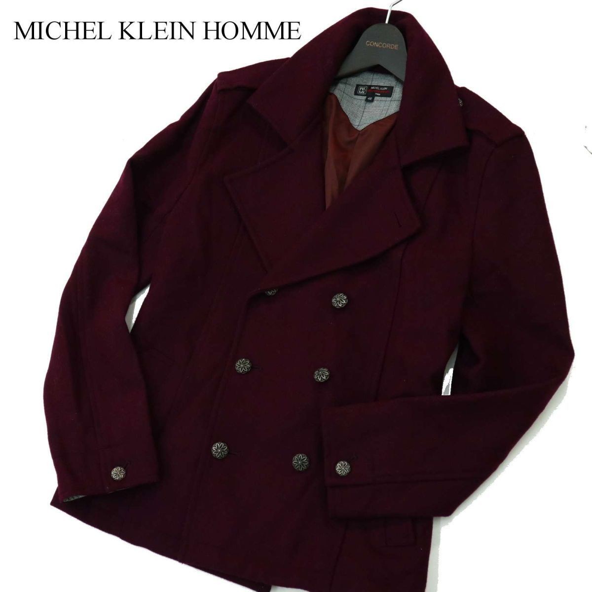 MK HOMME Michel Klein Homme Michel Klein Homme autumn winter stamp button * melt n wool pea coat Sz.48 men's A2T14176_C#N