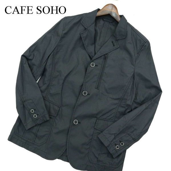 CAFE SOHO カフェソーホー 春夏 ジップポケット★ ナイロン カバーオール ジャケット Sz.S　メンズ 黒　A3T01782_2#M_画像1