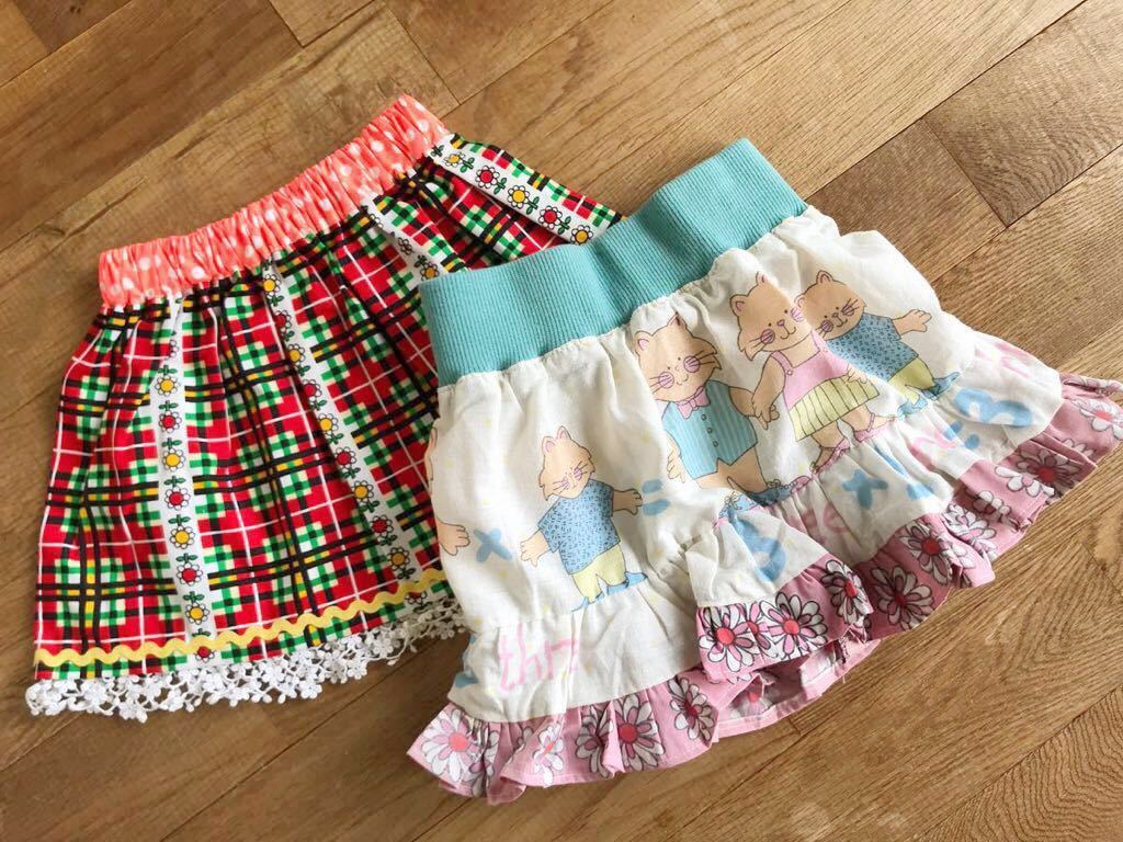 ヤフオク ハンドメイド ギャザースカート 手作り子供服 女