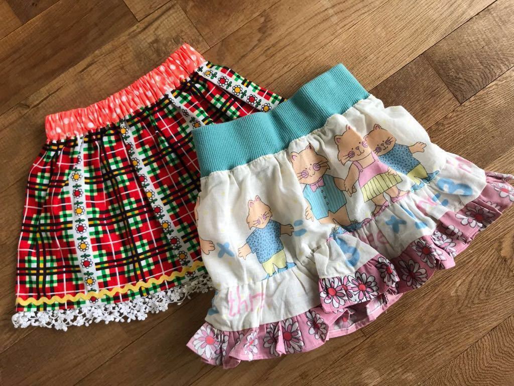 子供服ワンピースシャツ ハンドメイド 手作り 個性的 キッズ 一点物 ガールズ 女の子 昭和レトロ デットストック生地 小花柄 70's 80's 紫_画像10