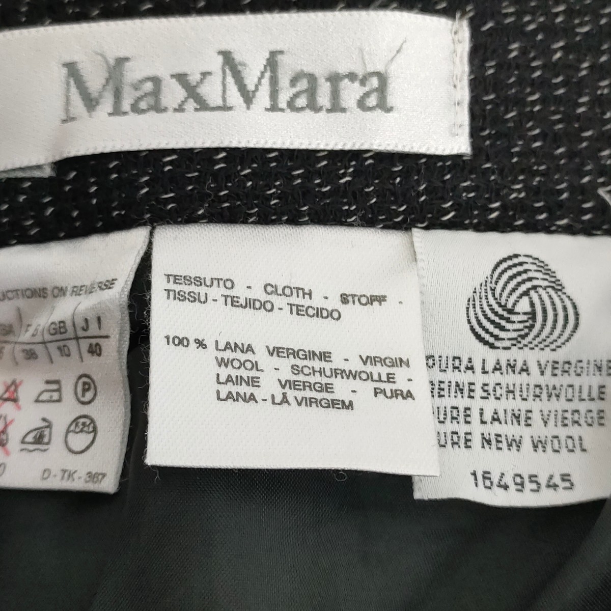MaxMara / マックスマーラ レディース ウール 膝丈 タイトスカート ブラック×グレー 40サイズ 秋冬服 I-2859_画像6