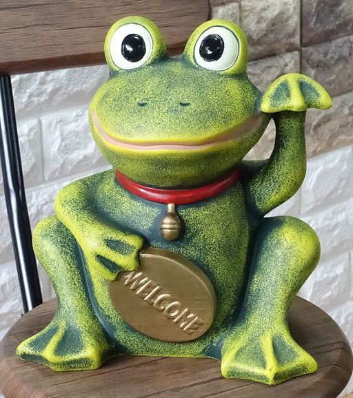 高級品市場 リビングスタジオ 陶器 ウェルカム 金貨 置物 蛙 カエル