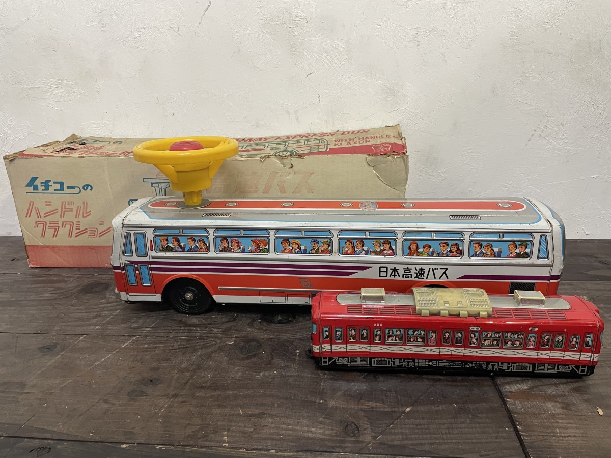 当時物 イチコー ブリキ 高速 バス 電車 おもちゃ 2個セット 昭和