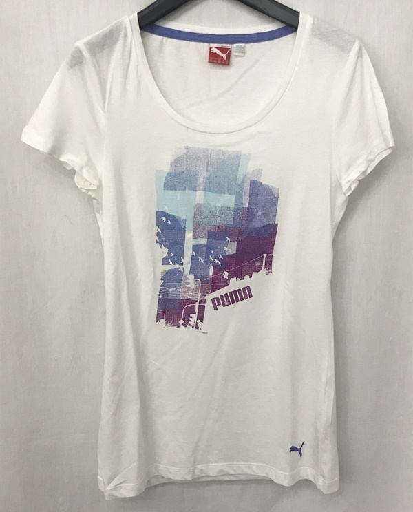 未使用■PUMA プーマ レディース カジュアル スポーツ Tシャツ 白/ホワイト XS-S ヨガ ジム_画像2
