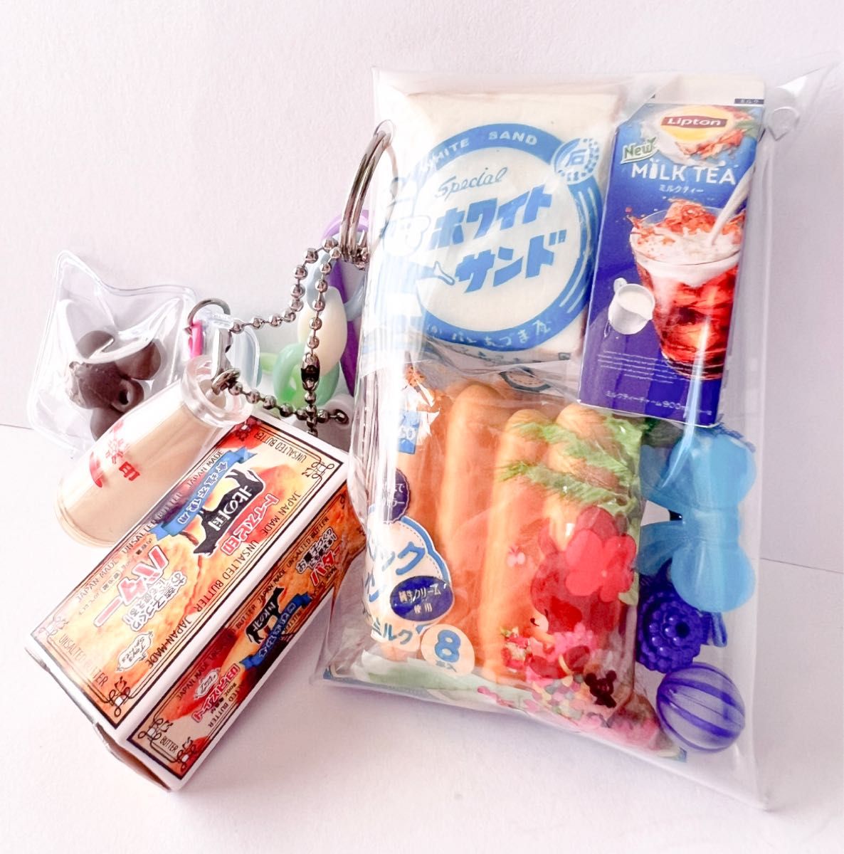 4) ガチャ詰めポーチ ミニ お菓子 ミニチュア ガチャ 朝ごはん