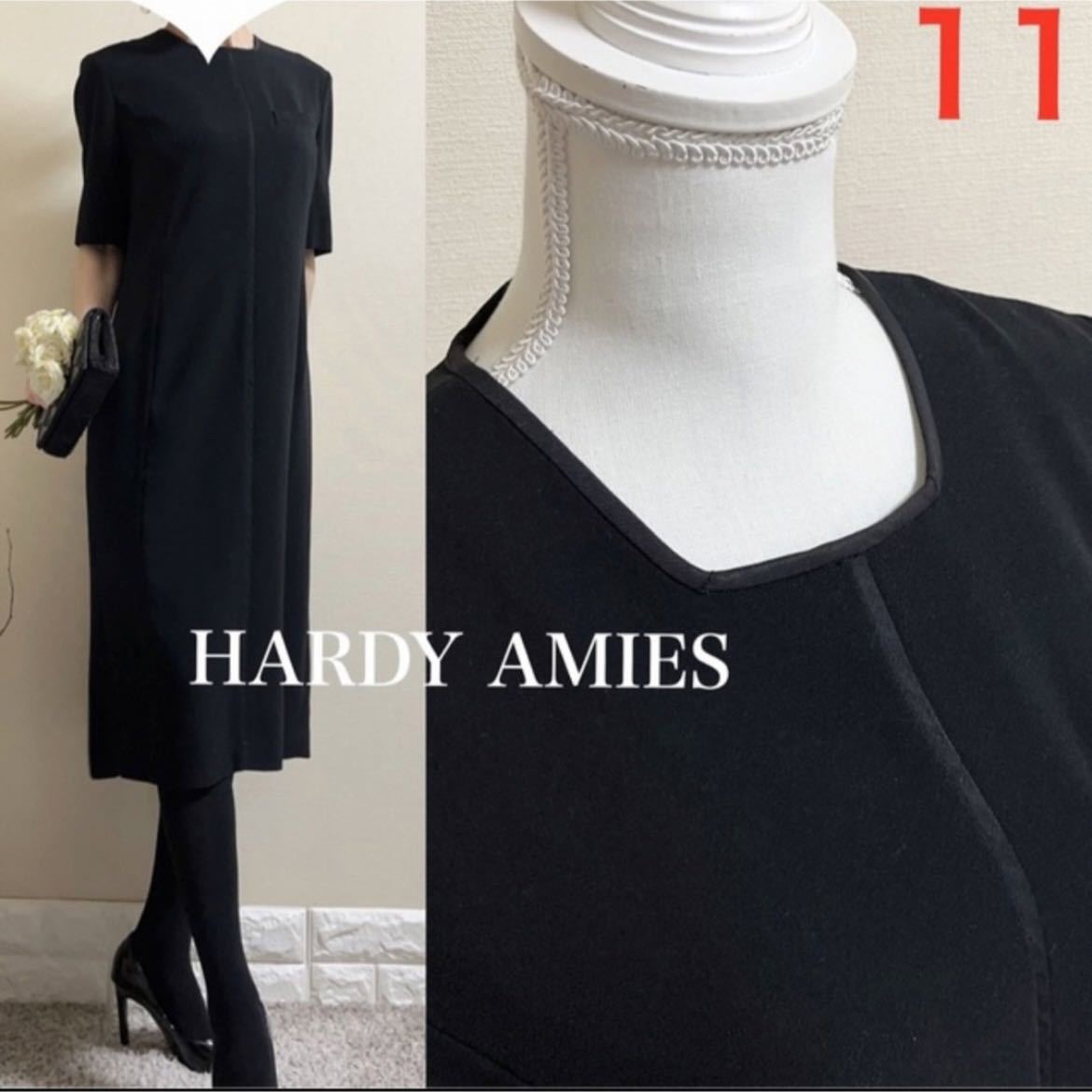 HARDY AMIES ハーディエイミス 高級 フォーマルワンピース 礼服 L