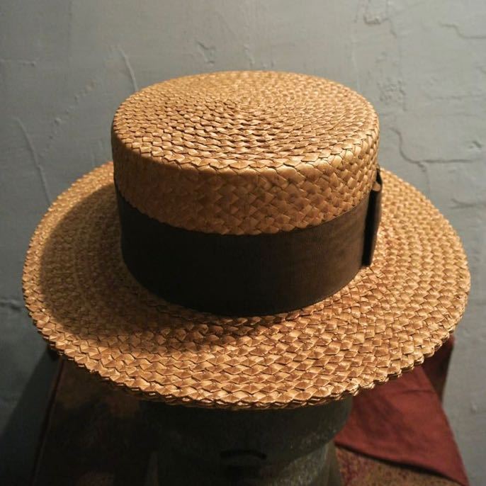 40s Vintage stetson medalist boater hat 1/8 LO 57cmヴィンテージ