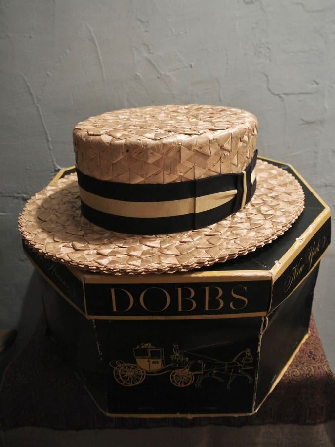 激レア！40s Vintage Dobbs boater hat 1/4 58cmヴィンテージドブス