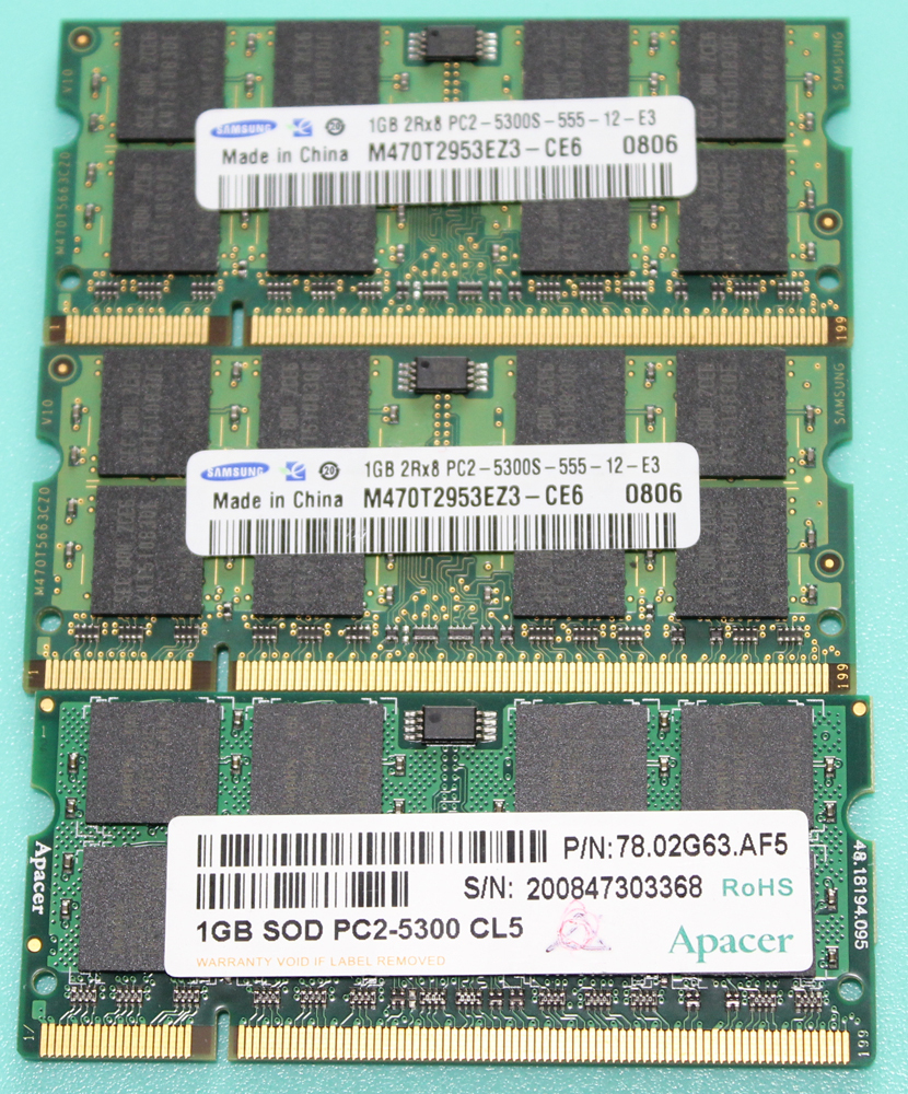 SUMSUNG+Apacer/PC2-5300/CL5/1GBX3 sheets /0803-19
