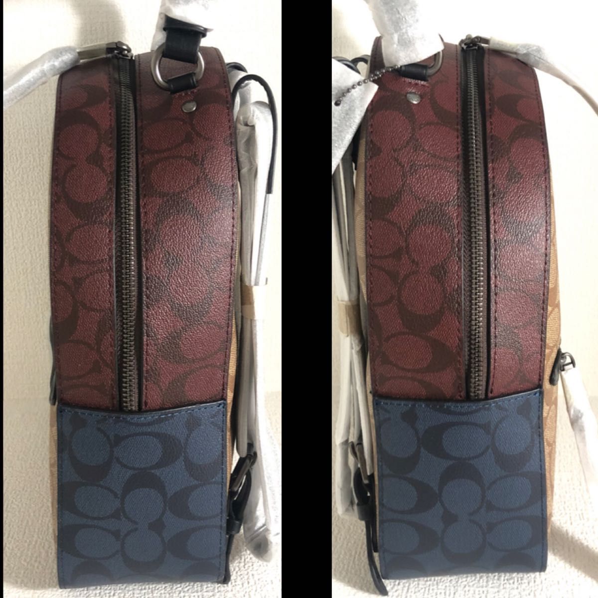 新品訳あり】コーチ リュックサック シグネチャー ベージュ ブルー