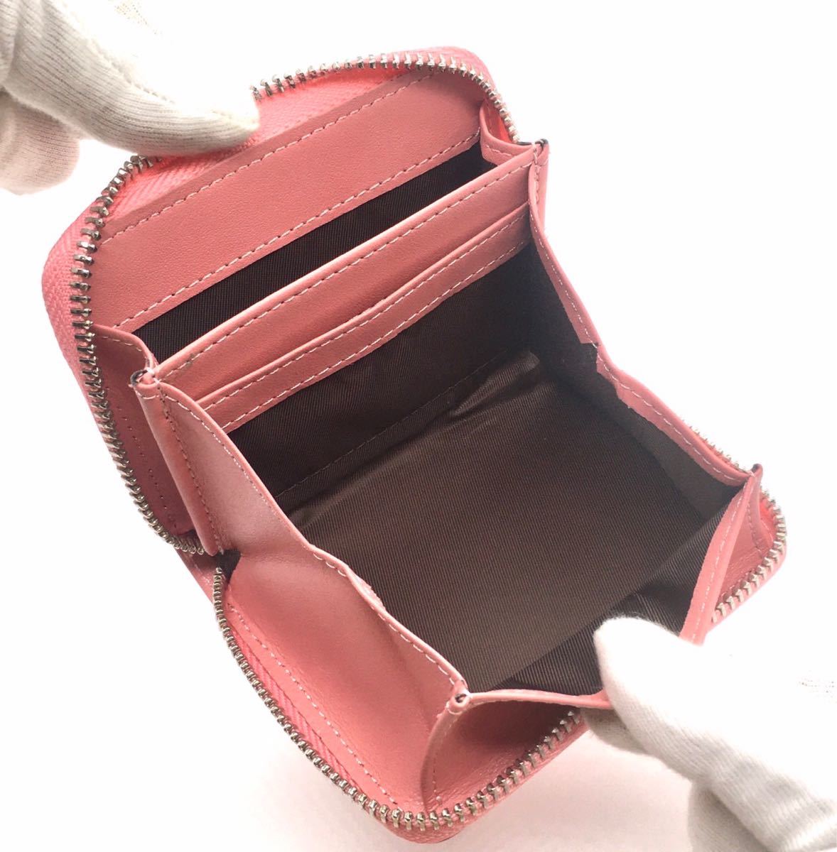 ミニ財布 コインケース カードケース 小銭入れ メンズ レディース ボックス型 レザー財布 コンパクト財布 本革 ピンク