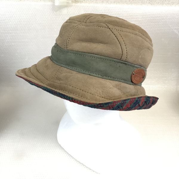 CANTERBURY/カンタベリー☆ムートン/レザーハット/内側ウール【サイズM/beige/ベージュ】hat/cap〇YCB128_画像2