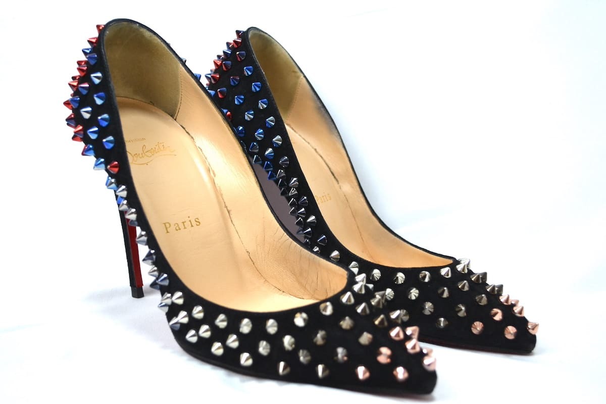 中古 CHRISTIAN LOUBOUTIN クリスチャン ルブタン ハイヒール パンプス 総スタッズ スウェード マルチカラー 36.5  (23.5cm)