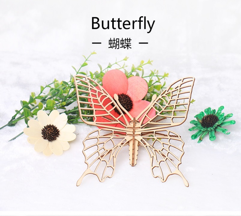 ** wooden puzzle 5 piece set / butterfly *kama drill * molasses bee *.* dragonfly 