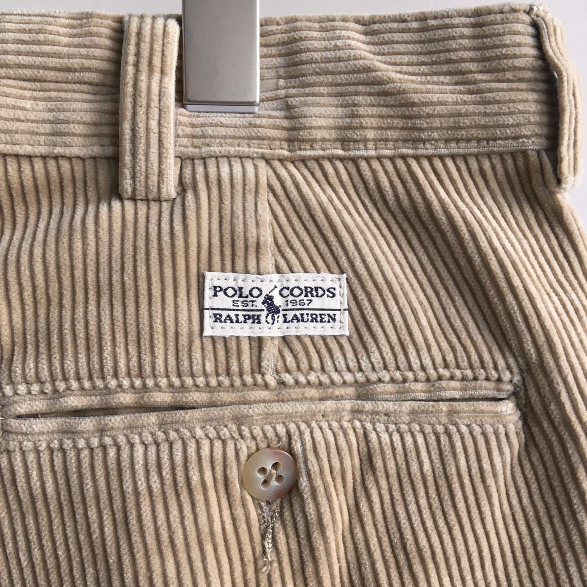 【Ralph Lauren】ラルフローレン ツータック コーデュロイパンツ/W35 L30 ベージュ ANDREW PANT POLO CORDS ヴィンテージ 80s90s_画像1