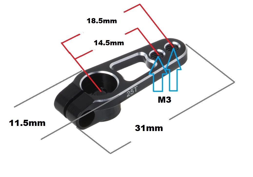 ☆ アルミ サーボ ホーン アーム 31mm M3 25T フタバに対応 カラー：ブラック　._※ サイズ詳細