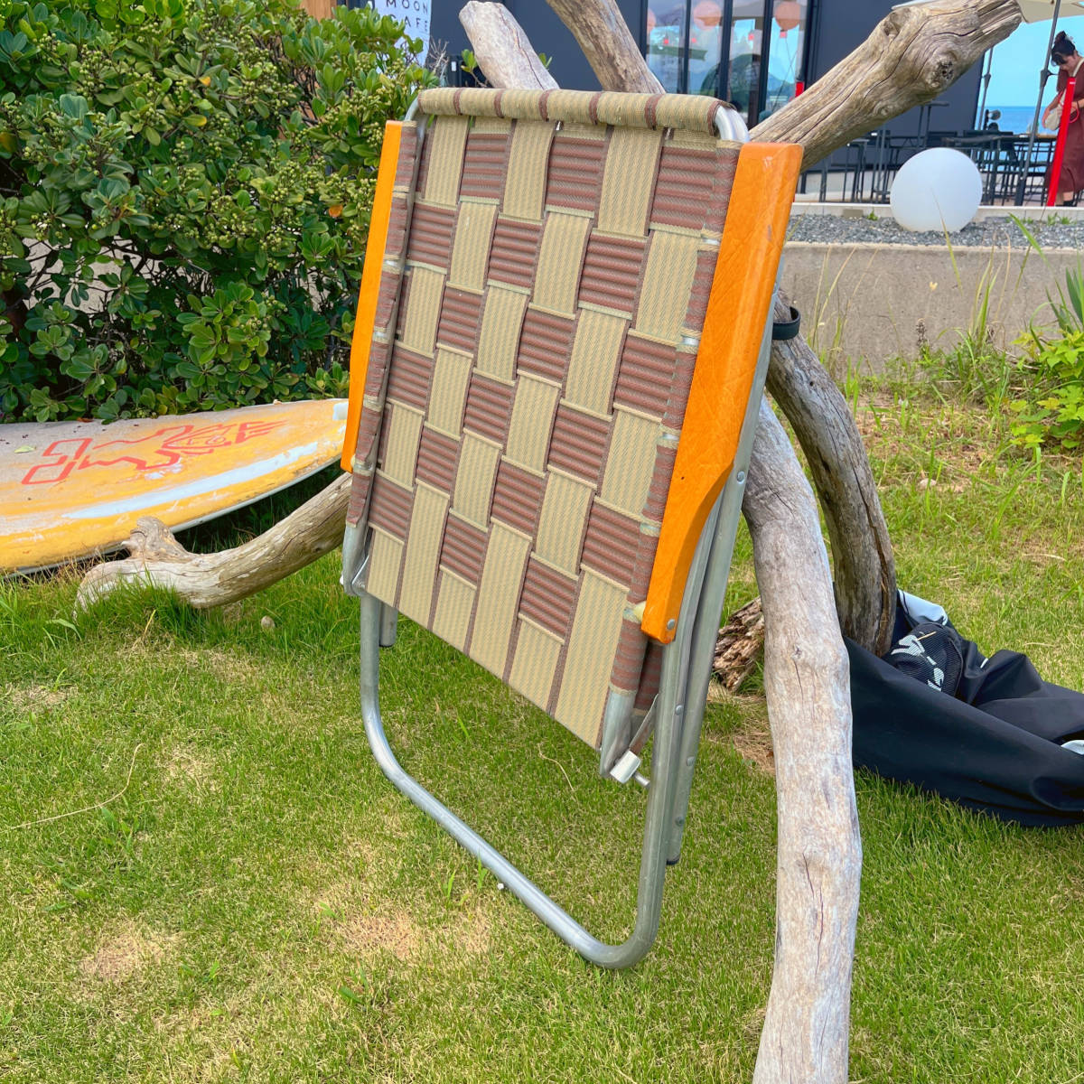 【チェア / 椅子】 ビンテージローンチェア (Lawn Chair) ウッド アウトドア キャンプ ガーデン 折りたたみ 茶 02_画像9