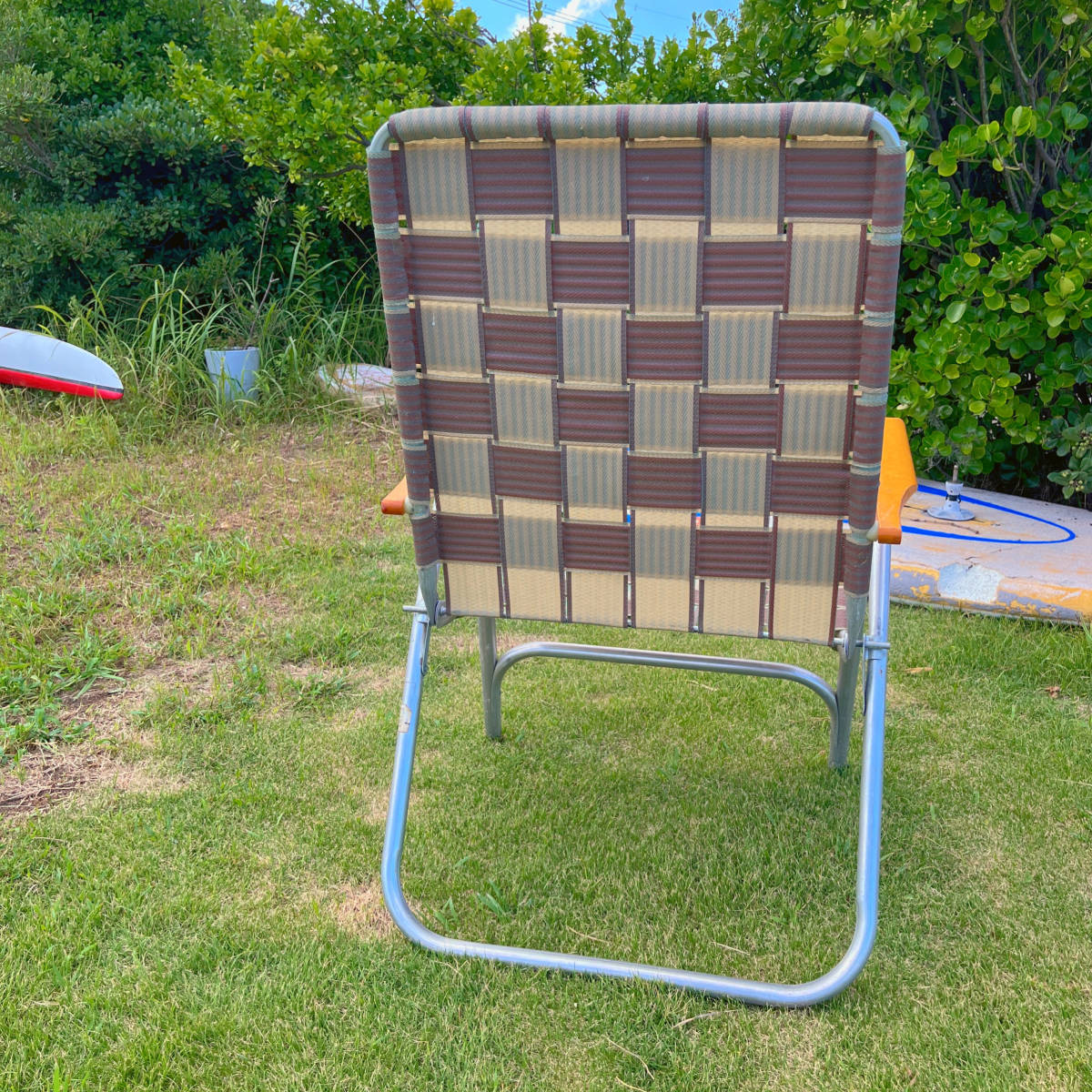 【チェア / 椅子】 ビンテージローンチェア (Lawn Chair) ウッド アウトドア キャンプ ガーデン 折りたたみ 茶 01_画像6