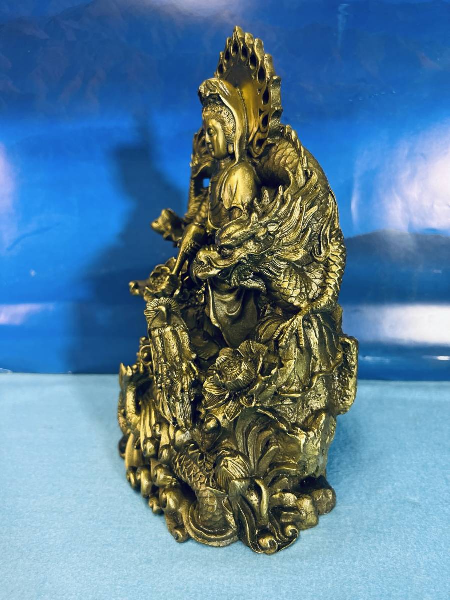 最強 【龍上観音】 観音菩薩 お守り 仏像 銅製 銅器 H23.5cm 最強 【龍上観音】 観音菩薩 お守り 仏像 銅製 銅器 H23.5cm