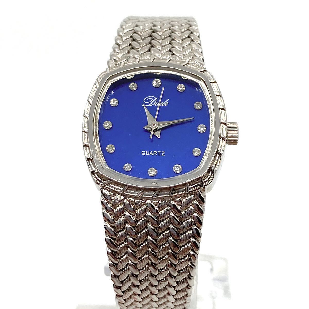 Dude デュード quartz クオーツ 腕時計 レディース 3針 ブルー 青 シルバー 銀 Y38_画像2