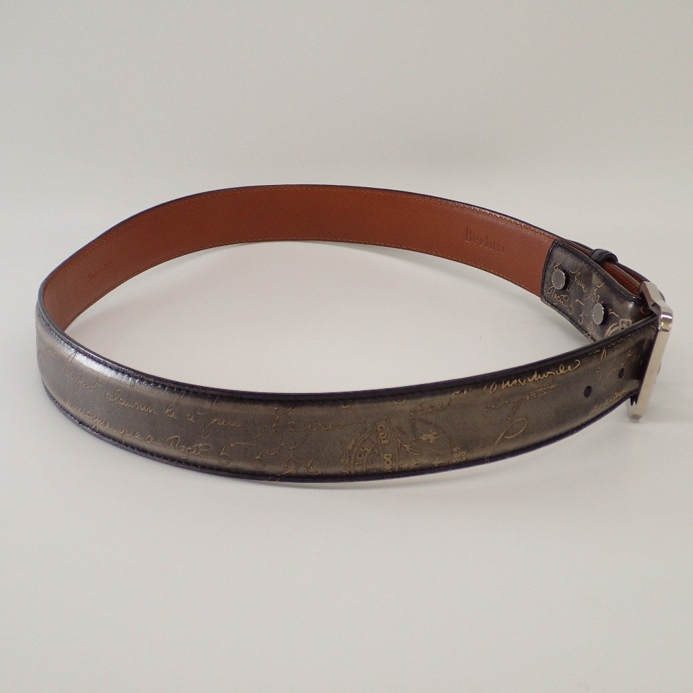 1円】Berluti ベルルッティ スクリット カリグラフィ レザーベルト 85