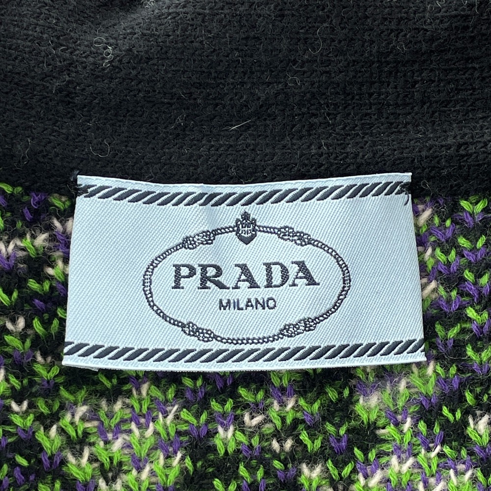 PRADA Prada multicolor herringbone no sleeve wool knitted beige black 40 the best wool lady's used 