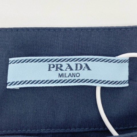 PRADA プラダ ネイビー バックロゴ タイトスカート ネイビー 42S スカート コットン レディース 中古_画像4