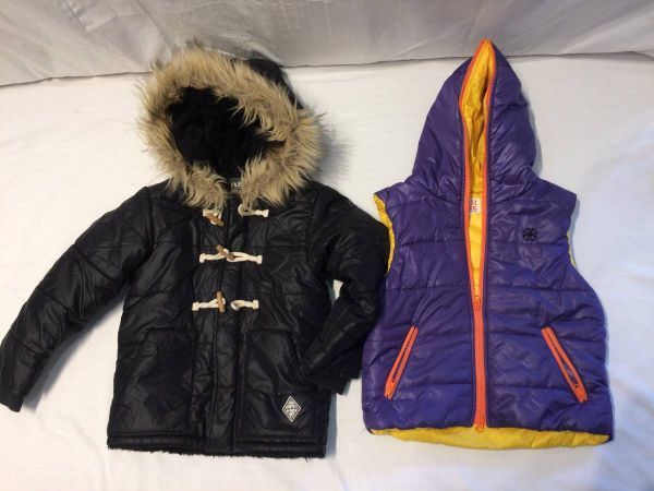 *988*FARM 110cm child clothes reverse side boa coat cotton inside the best man heavy winter clothing 2 point set USED tops man . set sale 