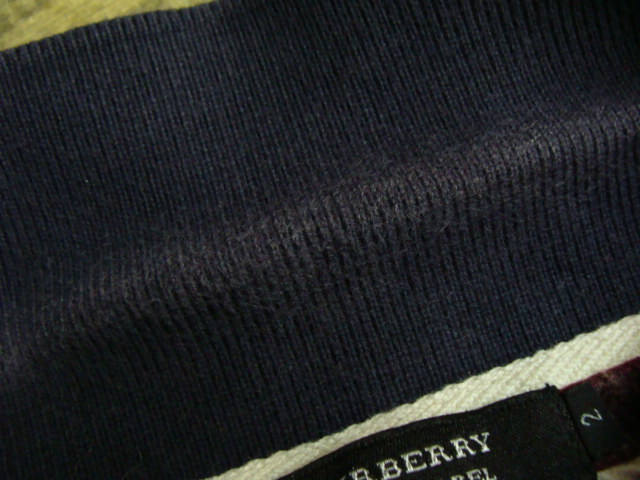 【使用感強め】BURBERRY BLACK LABEL バーバリーブラックレーベル ポロシャツ 紺×白 (size2)_画像5