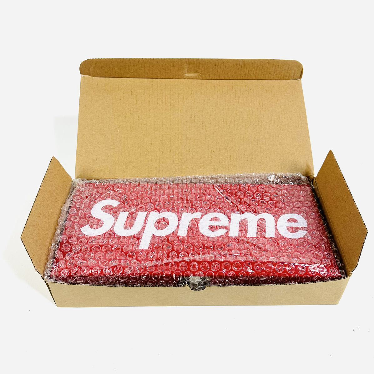 【未使用】Supreme シュプリーム ロックボックス レッド ホワイト ロゴ 金属製 金庫 工具箱 小物入れ 収納ケース ツールボックス