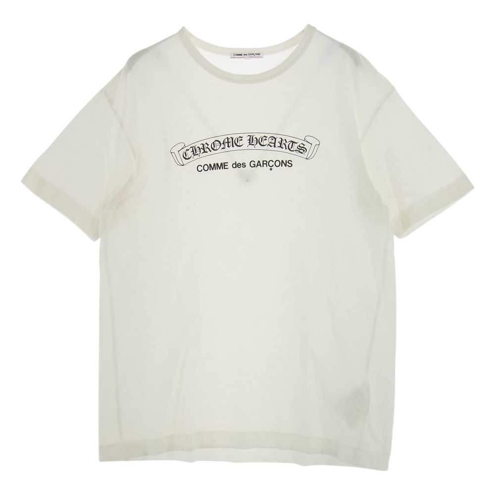 CHROME HEARTS クロムハーツ（原本無） × COMME des GARCONS コムデギャルソン OT-T023 ロゴプリント 半袖 Tシャツ ホワイト XL【中古】