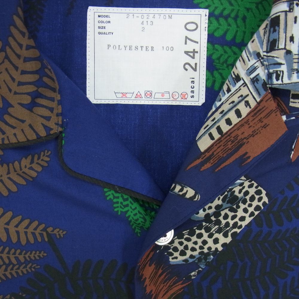 Sacai サカイ 21SS 21-02470M Archive Print Mix Shirt アーカイブ プリント ミックス オープンカラー 長袖 シャツ【美品】【中古】_画像3