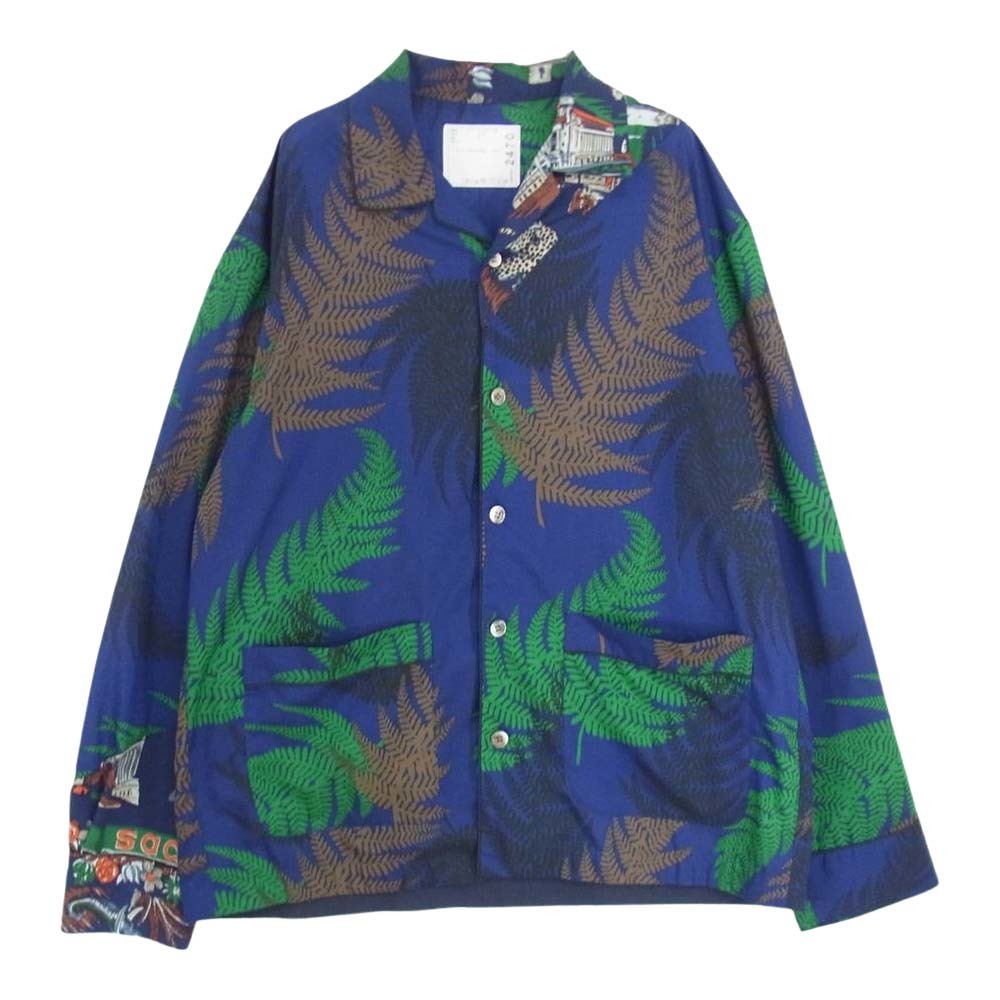 Sacai サカイ 21SS 21-02470M Archive Print Mix Shirt アーカイブ プリント ミックス オープンカラー 長袖 シャツ【美品】【中古】_画像1