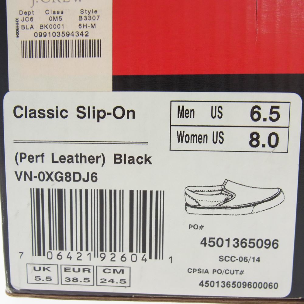 VANS バンズ VN-0XG8DJ6 CLASSIC SLIP-ON Perf Leather クラシック スリッポン スニーカー ブラック系 24.5cm【中古】_画像7