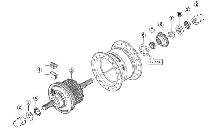 SHIMANO(シマノ) 内部一式組立品 DH-3N20 軸長140mm ブラック塗装 Y2ZE9802_画像4