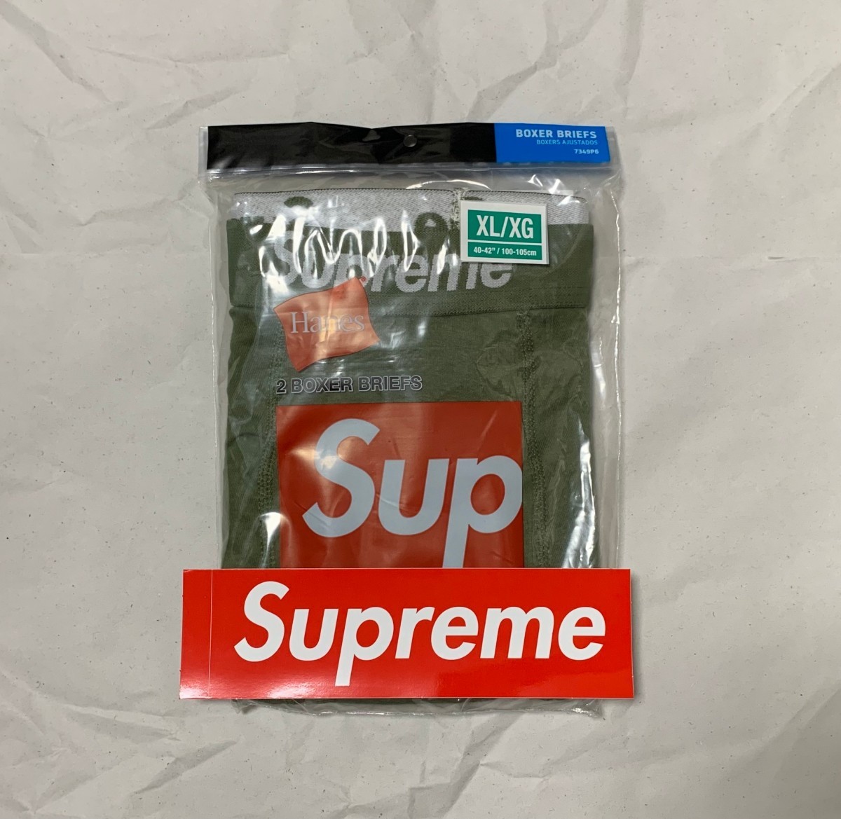 XL Supreme Hanes Boxer Briefs Olive オリーブ シュプリーム ヘインズ ボクサーパンツ 1枚 バラ売り 新品未使用 正規品_画像2