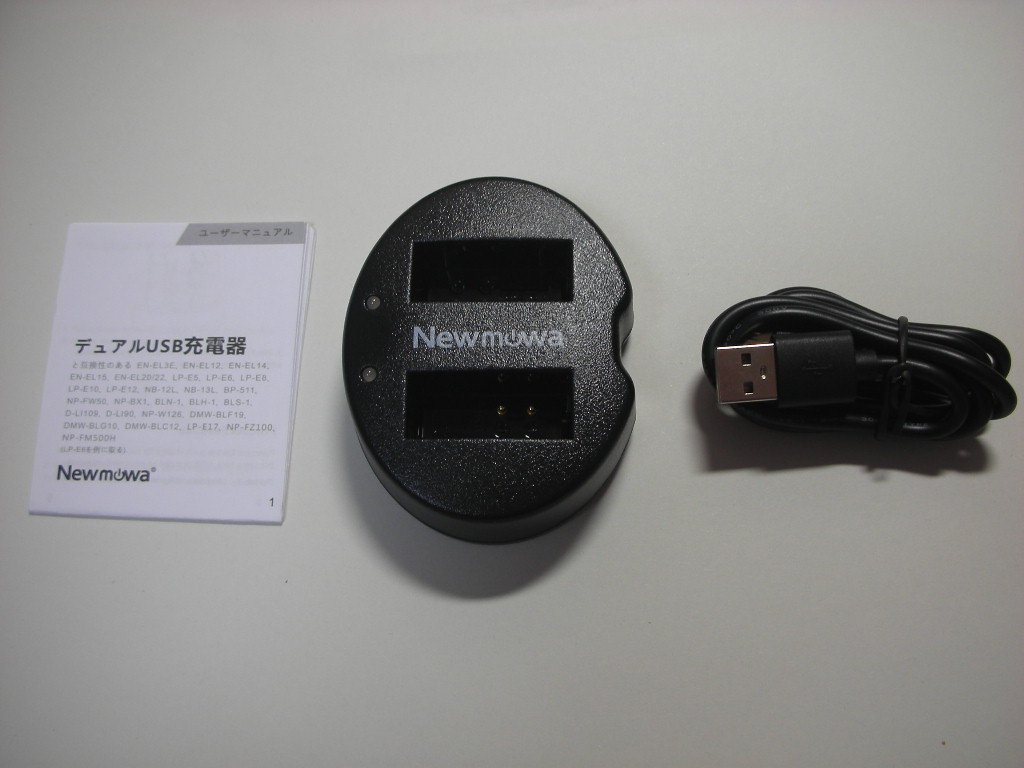 新品 EOS M M2 M10 M100用 Newmowa CHG-USB-LPE12 デュアルチャンネルバッテリーチャージャー　LP-E12互換_画像1