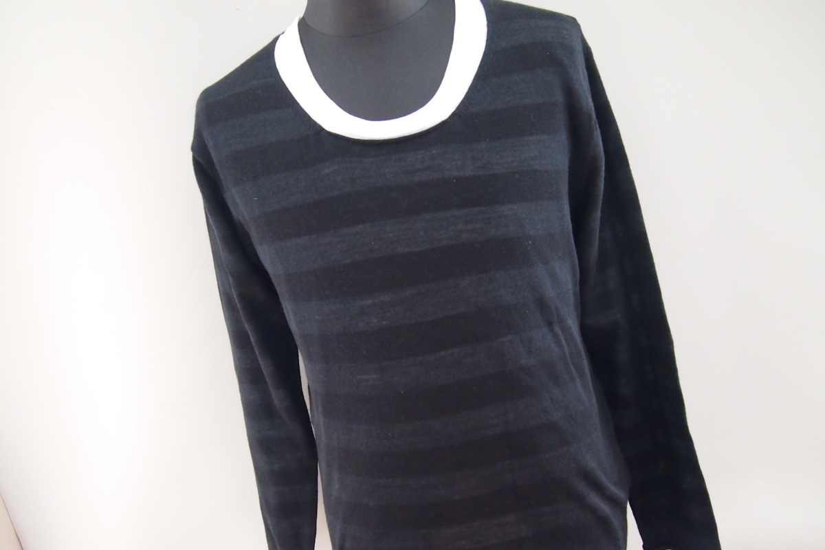  Michel Klein Homme * long sleeve knitted so-* long sleeve T shirt * border knitted so-× plain cut and sewn Layered * size 46*MICHEL KLEIN HOMME